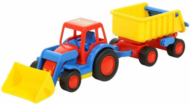 DUŻY TRAKTOR Z PRZYCZEPĄ SPYCHACZ WYWROTKA 41 cm