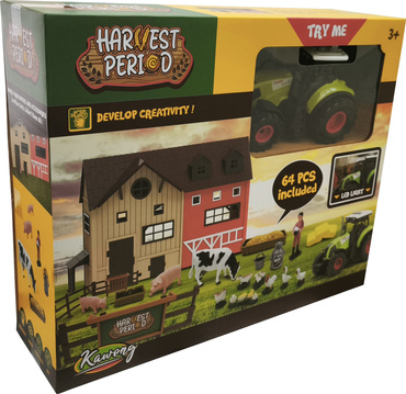 FARMA ZE ZWIERZĘTAMI TRAKTOR ZAGRODA ZESTAW 64el ŚWIATŁO DZWIĘK