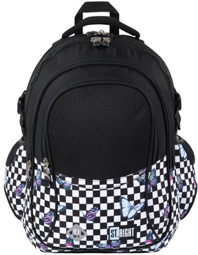 PLECAK SZKOLNY TORNISTER SZACHOWNICA MOTYLKI 4-KOMOROWY ST.RIGHT BP-01 CHESSBOARD BUTTERFLIES