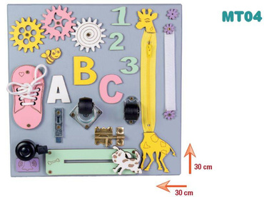 DREWNIANA TABLICA MANIPULACYJNA SENSORYCZNA MONTESSORI KOLOR