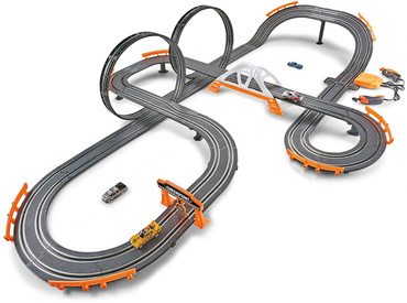 DUŻY TOR SAMOCHODOWY Wyścigowy ELEKTRYCZNY 838cm PĘTLE 2 AUTA ZASILACZ światło LED