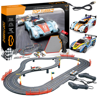 DUŻY TOR Samochodowy WYŚCIGOWY 300cm USB 2 AUTKA 1:43 ŚWIATŁA elektryczny