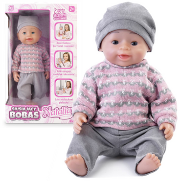 LALKA NATALIA BOBAS SIUSIAJĄCY Z AKCESORIAMI ZESTAW NOCNIK PIELUSZKA 43cm