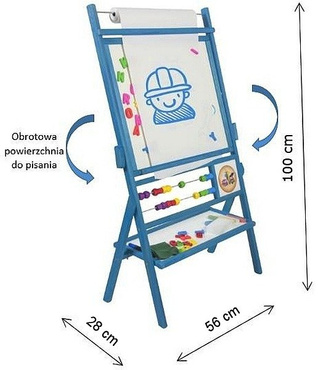DUŻA Obrotowa TABLICA KREDOWO MAGNETYCZNA 6w1 BLUE