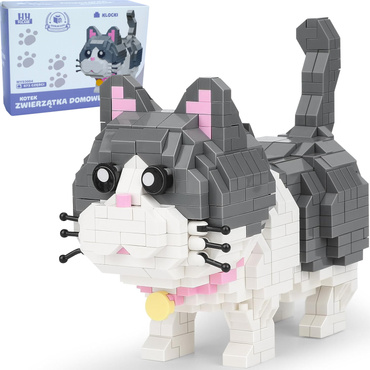 KLOCKI KOTEK BIAŁO-SZARY zwierzątko domowe KOT 673 elementów