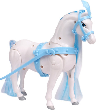 KARETA DYNIA Z CHODZĄCYM KONIEM i LALKĄ KSIĘŻNICZKĄ Chodzący KOŃ KAROCA NIEBIESKA