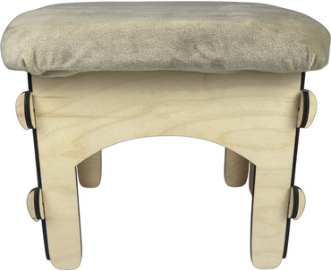 DREWNIANY TABORET DLA DZIECI STOŁEK do pokoju dziecięcego MIĘKKI PUFA polski BEŻOWY