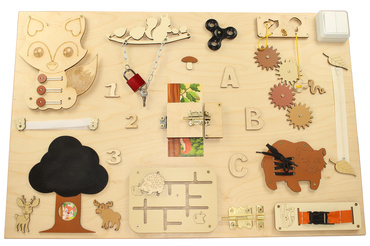 DUŻA TABLICA MANIPULACYJNA sensoryczna LAS DREWNIANA MONTESSORI polska XXL