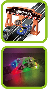 DUŻY TOR SAMOCHODOWY Wyścigowy ELEKTRYCZNY 838cm PĘTLE 2 AUTA ZASILACZ światło LED