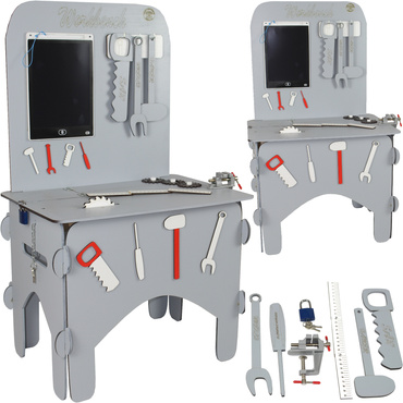 DUŻY DREWNIANY WARSZTAT MAJSTERKOWICZA ZNIKOPIS NARZĘDZIA ZESTAW