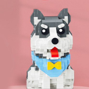 KLOCKI PIESEK HUSKY BIAŁO-SZARY zwierzątko domowe PIES 796 elementów