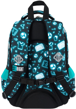 ST.RIGHT PLECAK SZKOLNY 3-KOMOROWY TORNISTER KLASA 1-3 PIŁKA NOŻNA BP-26 NEON FOOTBALL