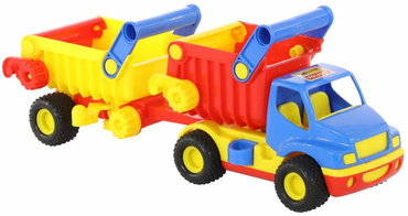 Samochód WYWROTKA GUMOWE KOŁA AUTO Z PRZYCZEPĄ 50cm
