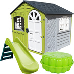 PalPlay DOMEK OGRODOWY ZJEŻDŻALNIA PIASKOWNICA PLAC ZABAW STORM + GREEN