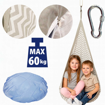 HUŚTAWKA DLA DZIECI KOKON LEŻACZEK do 60kg FOTEL WISZĄCY HAMAK BUJAK