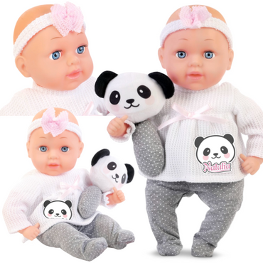 LALKA NATALIA BOBAS Z ZABAWKĄ PANDY 33cm MIĘKKA