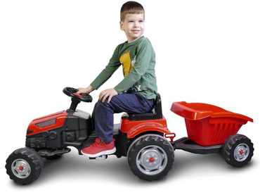 OGROMNY TRAKTOR NA PEDAŁY Z PRZYCZEPĄ XL 143cm CZERWONY