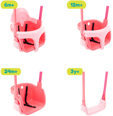 HUŚTAWKA KUBEŁKOWA 4w1 ROŚNIE RAZEM Z DZIECKIEM 6m+ TP TOYS QUADPOD różowa