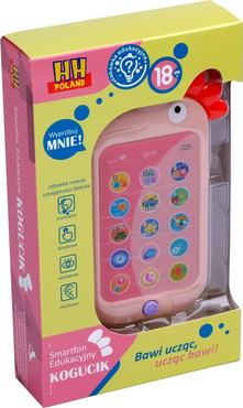 TELEFON KOGUCIK SMARTFON EDUKACYJNY MÓWI PL RÓŻOWY