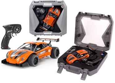 AUTO WYŚCIGOWE SAMOCHÓD METALOWY RC AKUMULATOR WALIZKA POMARAŃCZOWY