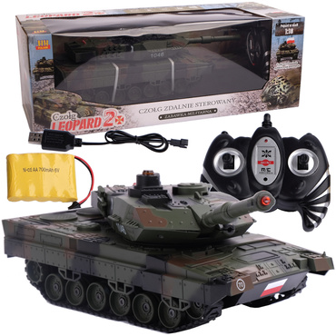 DUŻY CZOŁG LEOPARD NA PILOTA R/C LED DŹWIĘK + USB