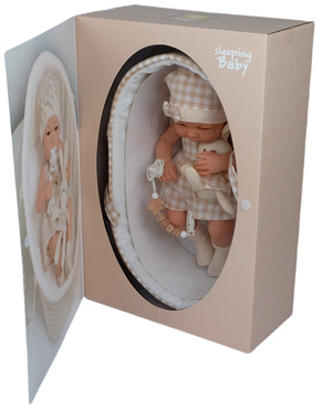 LALKA BOBAS REALISTYCZNA Z KRÓLICZKIEM + NOSIDEŁKO AKCESORIA łóżeczko 38 cm NA PREZENT 