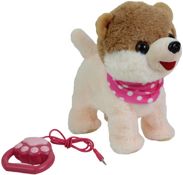 PIESEK INTERAKTYWNY CHODZĄCY NA SMYCZY PIES CHODZI SZCZEKA MERDA REAGUJE NA DOTYK