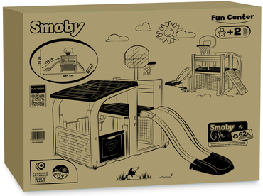SMOBY CENTRUM ZABAW ZJEŻDŻALNIA 150cm BRAMKA DOMEK KOSZ ŚCIANKA WSPINACZKOWA ZESTAW 5w1 ANTI-UV