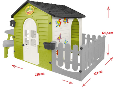 DOMEK OGRODOWY ZJEŻDŻALNIA STOLIK PŁOTEK PLAC ZABAW ZESTAW 3W1 Mochtoys