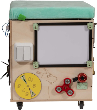 PUFA SKRZYNIA MANIPULACYJNA LAS SENSORYCZNA schowek POJEMNIK Na Zabawki TABLICA