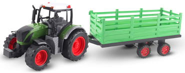 DUŻY TRAKTOR ZDALNIE STEROWANY CIĄGNIK Z PRZYCZEPĄ 50CM RC akumulator USB