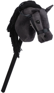 KOŃ NA KIJU HOBBY HORSE GŁOWA KONIA PLUSZOWY KONIK DŹWIĘK CZARNY