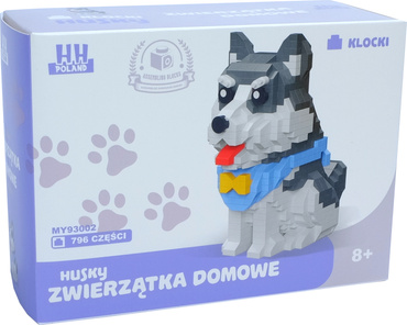KLOCKI PIESEK HUSKY BIAŁO-SZARY zwierzątko domowe PIES 796 elementów