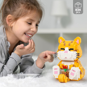 KLOCKI KOTEK RUDY zwierzątko domowe KOT 834 elementów