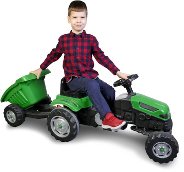 OGROMNY TRAKTOR NA PEDAŁY Z PRZYCZEPĄ XL 143cm ZIELONY