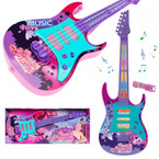 GITARA ELEKTRYCZNA ROCKOWA DLA DZIECI STRUNY 56 cm RÓŻOWA