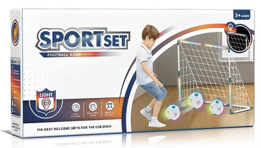 BRAMKA LED PIŁKARSKA 85x68cm DLA DZIECI PODŚWIETLANA ZESTAW PIŁKA + POMPKA