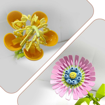 KLOCKI konstrukcyjne KWIATY ZESTAW BUKIET KWIATÓW W WAZONIE 730 elementów kwiatki