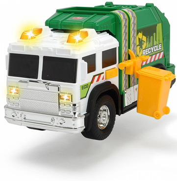 DICKIE TOYS ZIELONA ŚMIECIARKA Z KOSZEM Światło Dźwięk Auto