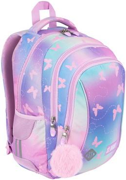 ST.RIGHT PLECAK SZKOLNY 3-KOMOROWY TORNISTER KLASA 1-3 RÓŻOWE MOTYLKI BP-26 PINK BUTTERFLIES