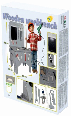 DUŻY DREWNIANY WARSZTAT MAJSTERKOWICZA ZNIKOPIS NARZĘDZIA ZESTAW
