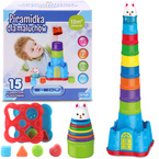 WYSOKA WIEŻA PIRAMIDKA DLA MALUCHÓW Sorter KUBECZKI 58cm ZAMEK KRÓLICZKA
