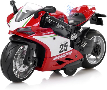 MOTOCYKL Z NAPĘDEM MOTOR Światło Dźwięk POJAZD ŚCIGACZ CZERWONY