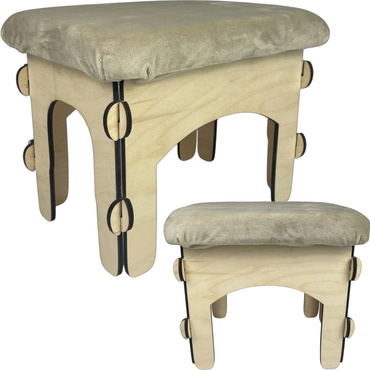 DREWNIANY TABORET DLA DZIECI STOŁEK do pokoju dziecięcego MIĘKKI PUFA polski BEŻOWY