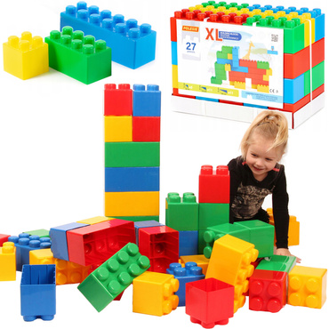 KLOCKI BUDOWLANE konstrukcyjne CEGŁY DUŻY ZESTAW GIGANTXXL 27 elementów