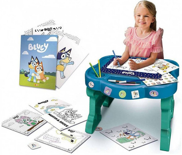 BIURKO ARTYSTYCZNE z TABLICĄ STOLIK BLUEY ZESTAW LISCIANI