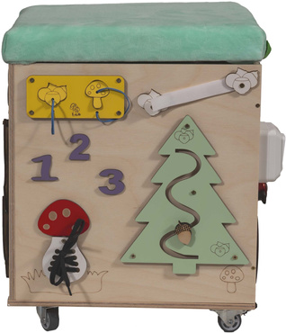 PUFA SKRZYNIA MANIPULACYJNA LAS SENSORYCZNA schowek POJEMNIK Na Zabawki TABLICA
