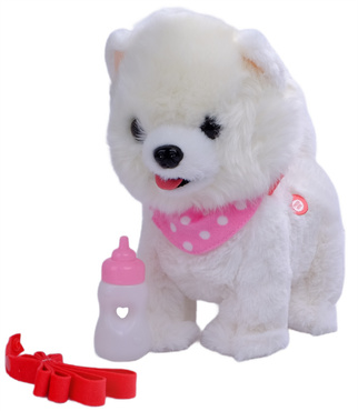 PIESEK INTERAKTYWNY CHODZĄCY PIES CHODZI SZCZEKA MERDA LIŻE REAGUJE NA DOTYK