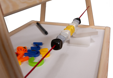 TABLICA KREDOWA MAGNETYCZNA DREWNIANA 4w1 LICZYDŁO ZEGAR Akcesoria