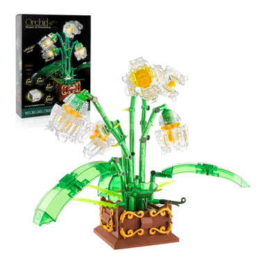 KLOCKI KWIATY ORCHIDEA ZESTAW 501 el. PODŚWIETLANE LED PILOT